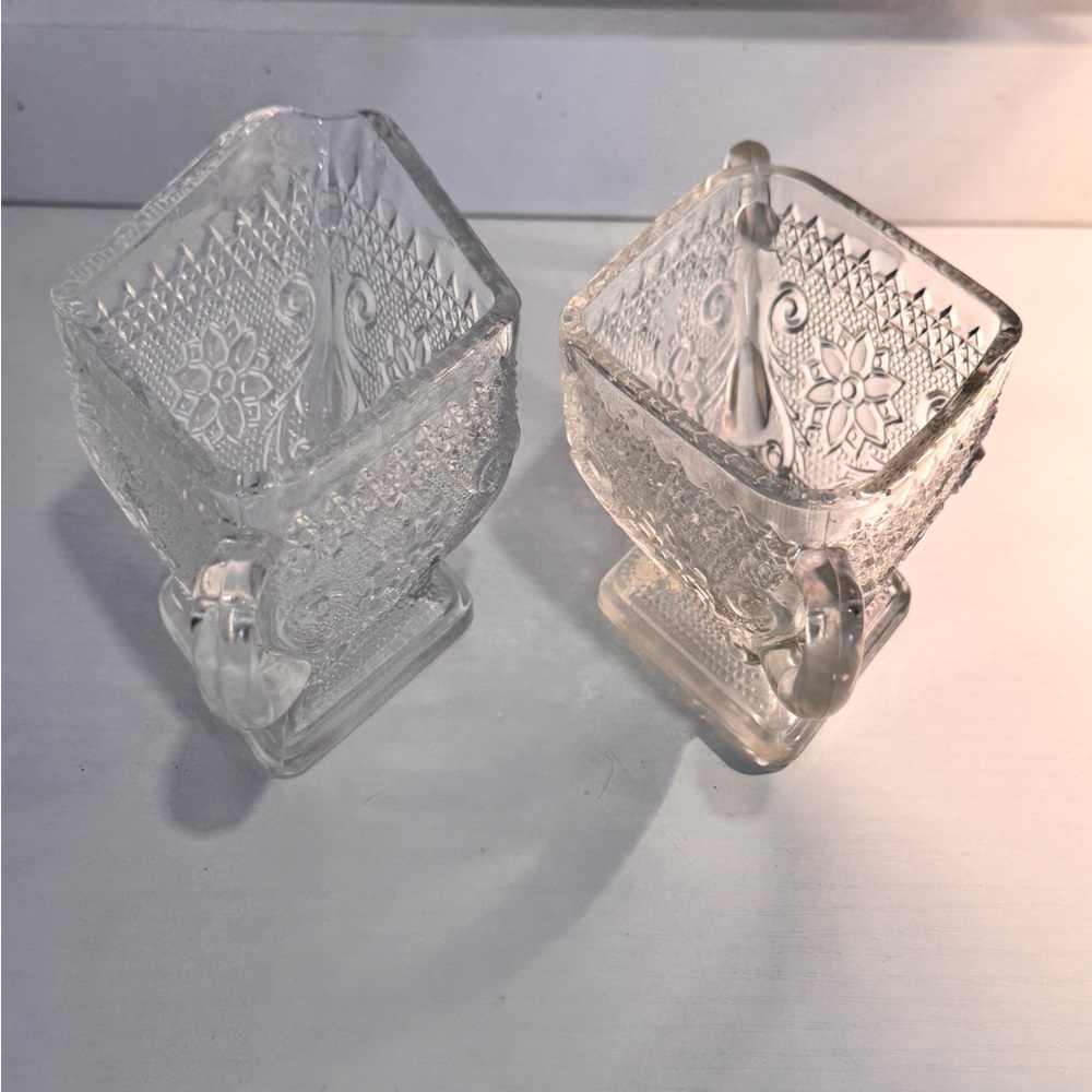 vintage Indiana Glass Diamond Tiara creamer and sugar set - Picture 2 of 4